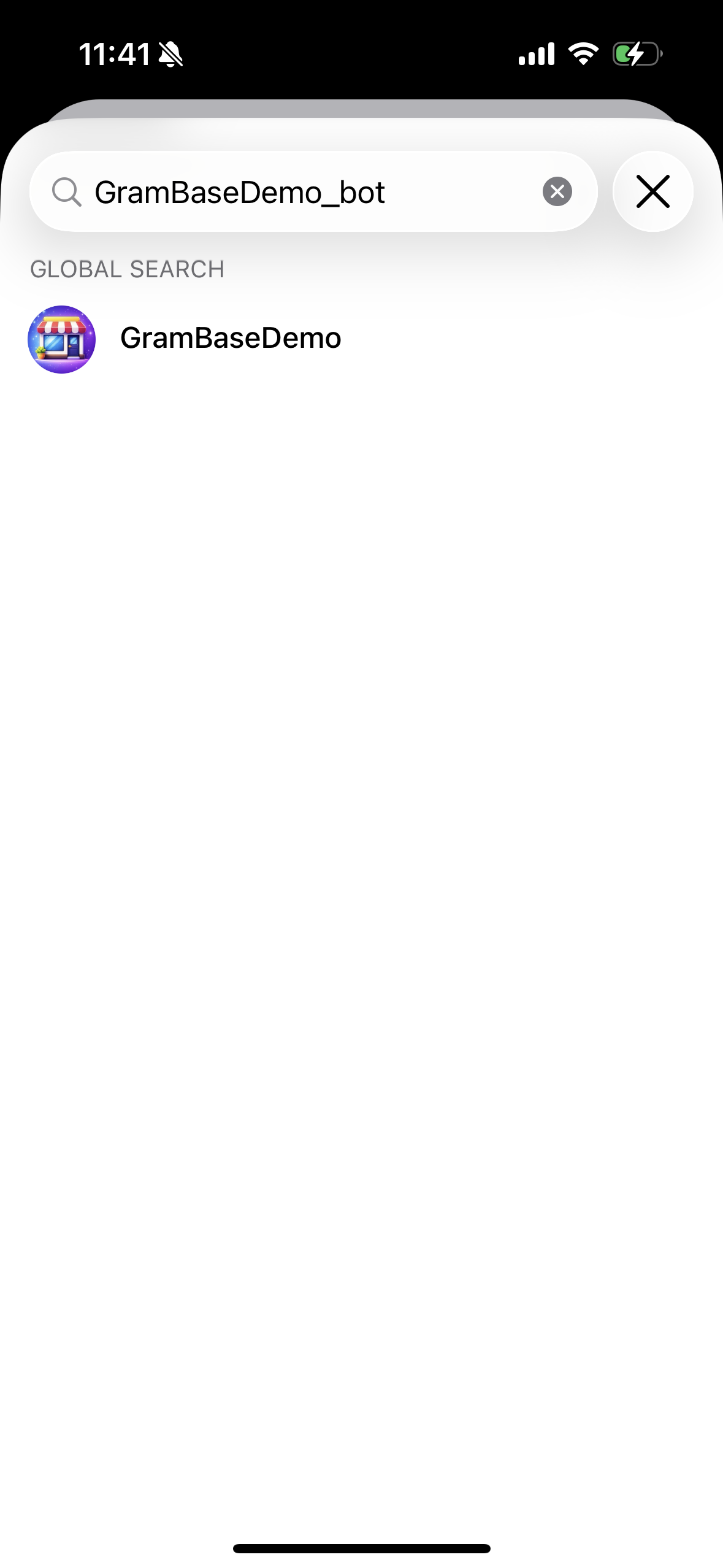 Type the full bot username including _bot suffix to find it